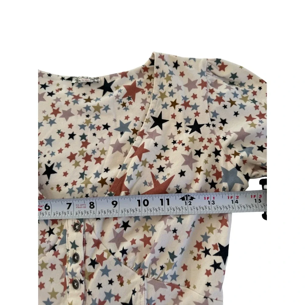 Free People Girls Like Us Bodysuit XS Ivory Star Print Y2K Celestial Festival